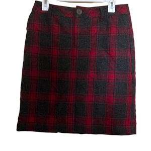 Eddie Bauer Women’s Size 4 Wool Red Gray Skirt Womens Academia Preppy Clueless